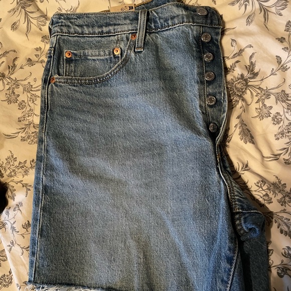 Levi's 501 Mid-Thigh Denim Shorts - Light Blue - Picture 8 of 11